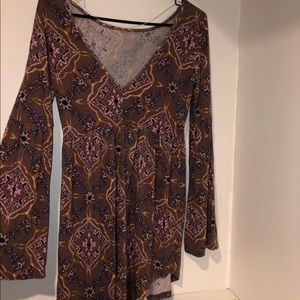 Bell Sleeved V Neck Dress/Long Shirt